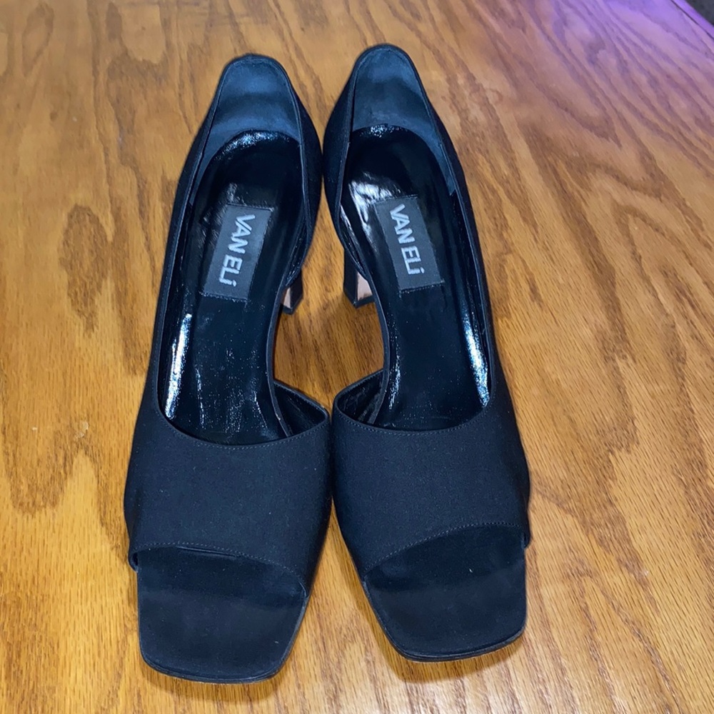 Van Eli Black Peep toe Heels Size 11M - Picture 6 of 7